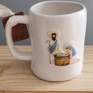 Rae Dunn Double-Sided Ceramic Mug With Joy to the World and Nativity Scene NWT